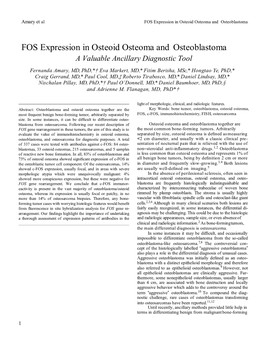 FOS Expression in Osteoid Osteoma and Osteoblastoma