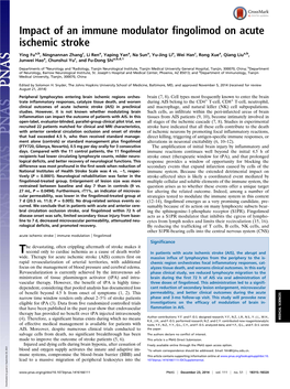 Impact of an Immune Modulator Fingolimod on Acute Ischemic Stroke