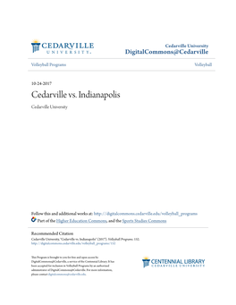 Cedarville Vs. Indianapolis Cedarville University