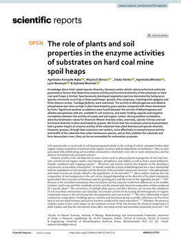 The Role of Plants and Soil Properties in the Enzyme Activities Of