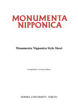 Monumenta Nipponica Style Sheet