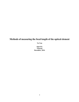 Methods of Measuring the Focal Length of the Optical Element