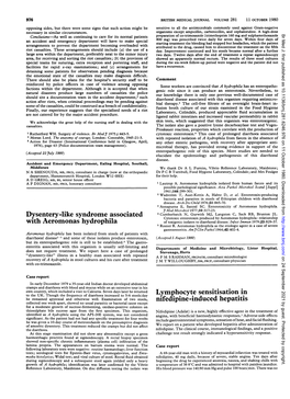 Dysentery-Like Syndrome Associated Lymphocyte Sensitisation