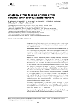 Anatomy of the Feeding Arteries of the Cerebral Arteriovenous Malformations B