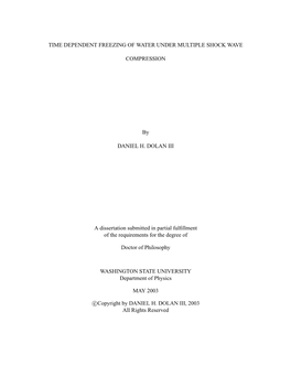 Time Dependent Freezing of Water Under Multiple Shock Wave