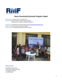 Kavre Community Outreach Program, Nepal