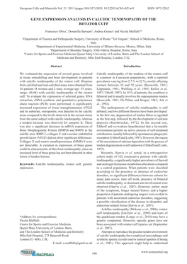 Gene Expression Analysis in Calcific Tendinopathy of the Rotator Cuff