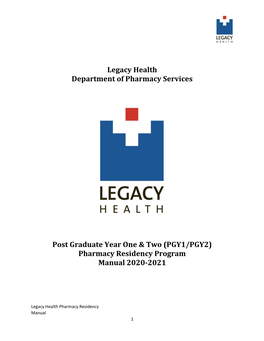 (PGY1/PGY2) Pharmacy Residency Program Manual 2020-2021