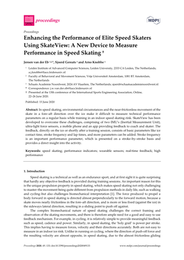 Enhancing the Performance of Elite Speed Skaters Using Skateview: a New Device to Measure Performance in Speed Skating †