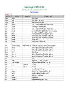 Grand Ledge Card File Index