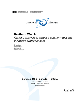 Northern Watch Options Analysis to Select a Southern Test Site for Above Water Sensors