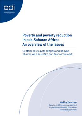 Poverty and Poverty Reduction in Sub-Saharan Africa: an Overview of the Issues