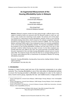 An Augmented Measurement of the Housing Affordability Cycles in Malaysia