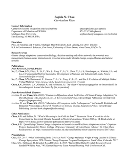 Sophia N. Chau Curriculum Vitae