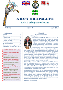 Ahoy Shipmate RNA Torbay Newsletter