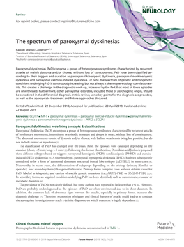 The Spectrum of Paroxysmal Dyskinesias