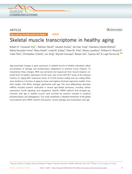 Skeletal Muscle Transcriptome in Healthy Aging