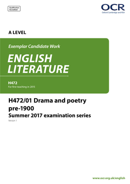 Drama and Poetry Pre-1900 Summer 2017 Examination Series Version 1