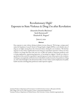 Revolutionary High? Exposure to State Violence & Drug Use After