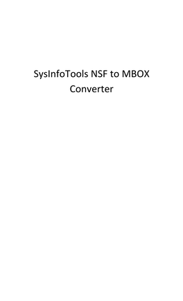 Sysinfotools NSF to MBOX Converter