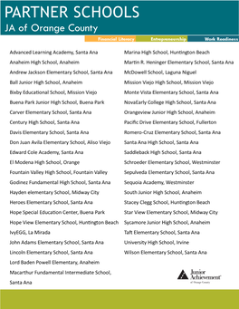 PARTNER SCHOOLS JA of Orange County