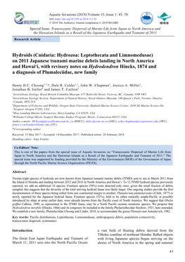 Cnidaria: Hydrozoa: Leptothecata and Limnomedusae