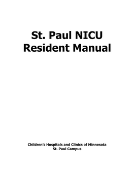 Nicu Guide for Residents