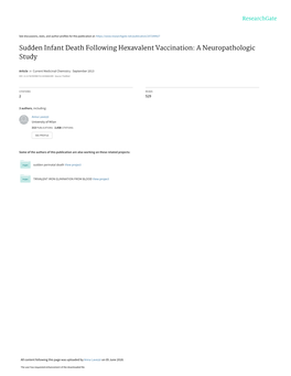 Sudden Infant Death Following Hexavalent Vaccination: a Neuropathologic Study