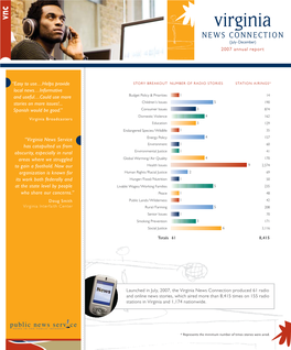 Virginia NEWS CONNECTION (July–December) 2007 Annual Report