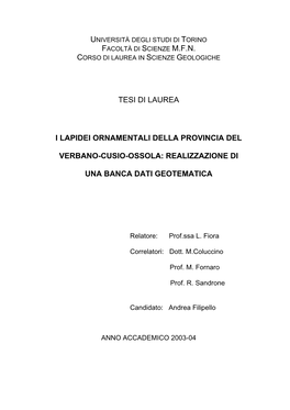 Tesi Di Laurea I Lapidei Ornamentali Della