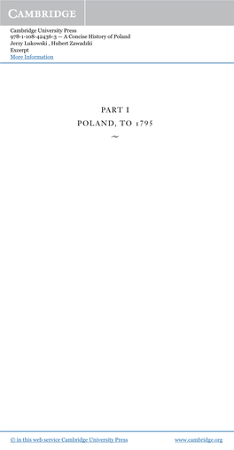 Part I Poland, to 1795