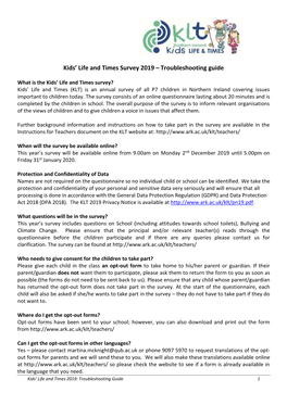 Kids' Life and Times Survey 2019 – Troubleshooting Guide