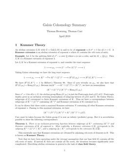 Galois Cohomology Summary