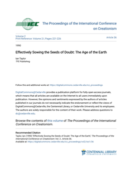 Effectively Sowing the Seeds of Doubt: the Age of the Earth