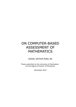 On Computer-Based Assessment of Mathematics