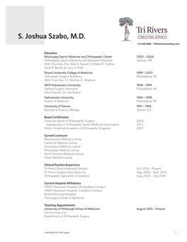 S. Joshua Szabo, M.D