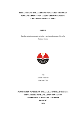 Perbandingan Bahasa Sunda Wewengkon Kuningan Dengan Bahasa Sunda Lulugu Di Kota Bandung: Kajian Sosiodialektologi