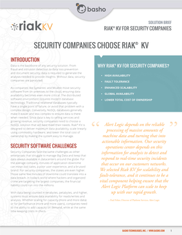 Security Companies Choose Riak® Kv