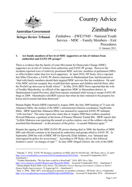 Zimbabwe – ZWE37945 – National Youth Service –