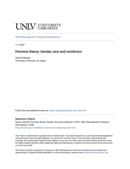 Feminist Theory: Gender, Race and Recidivism
