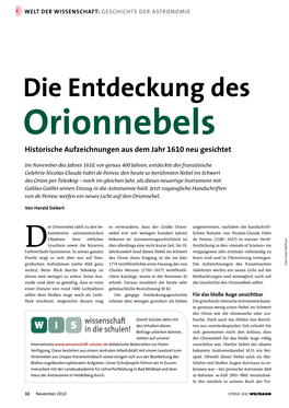 Die Entdeckung Des Orionnebels Historische Aufzeichnungen Aus Dem Jahr 1610 Neu Gesichtet