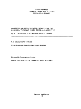 CONTROLS on GROUND-WATER CHEMISTRY in the HORSE HEAVEN HILLS, SOUTH-CENTRAL WASHINGTON by W