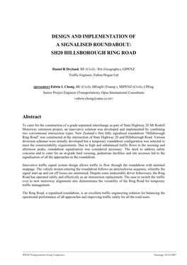 Design and Implementation of a Signalised Roundabout: Sh20 Hillsborough Ring Road