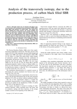 Analysis of the Transversely Isotropy, Due to the Production Process, of Carbon Black ﬁlled SBR