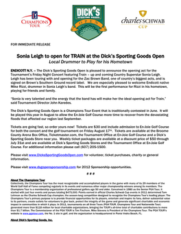 Sonia Leigh to Open for TRAIN at the Dick's Sporting Goods Open