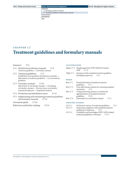 Treatment Guidelines and Formulary Manuals Procurement Distribution Use