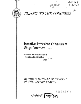 B-161366 Incentive Provisions of Saturn V Stage Contracts
