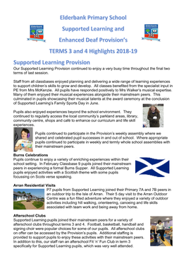 Term 3 & 4 Highlights Supported Learning & Enhanced Deaf Provision