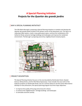 A Special Planning Initiative Projects for the Quartier Des Grands Jardins