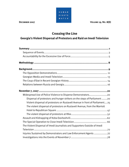 Crossing the Line Georgia’S Violent Dispersal of Protestors and Raid on Imedi Television